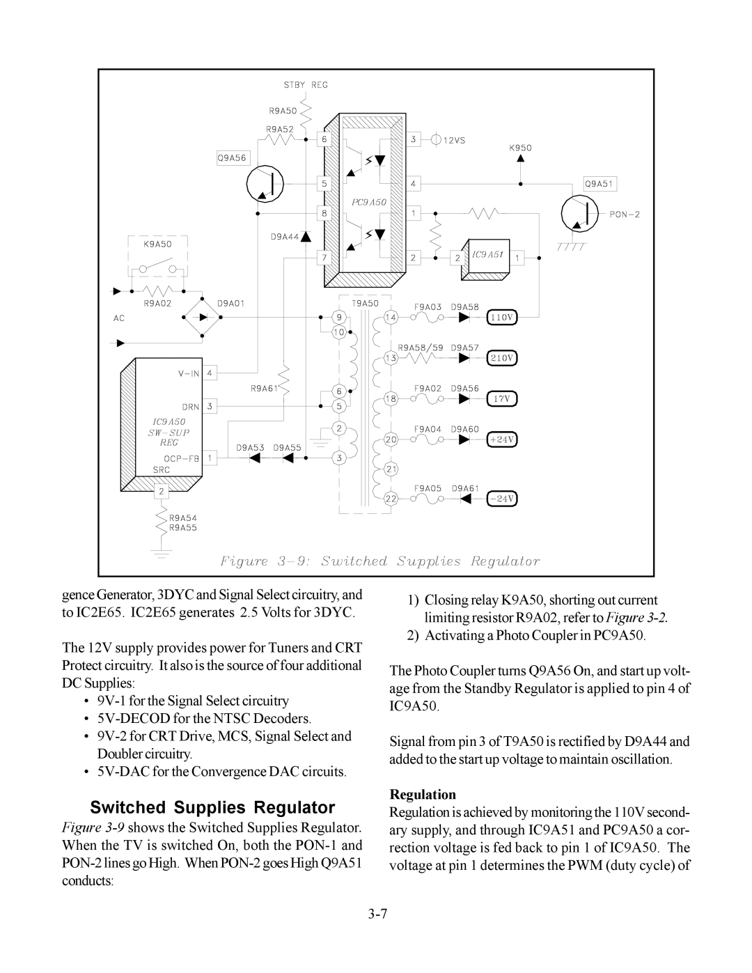 Mitsubishi Electronics WS-48513, WS-65513, WS-48613, WS-55513 manual Switched Supplies Regulator, Regulation 