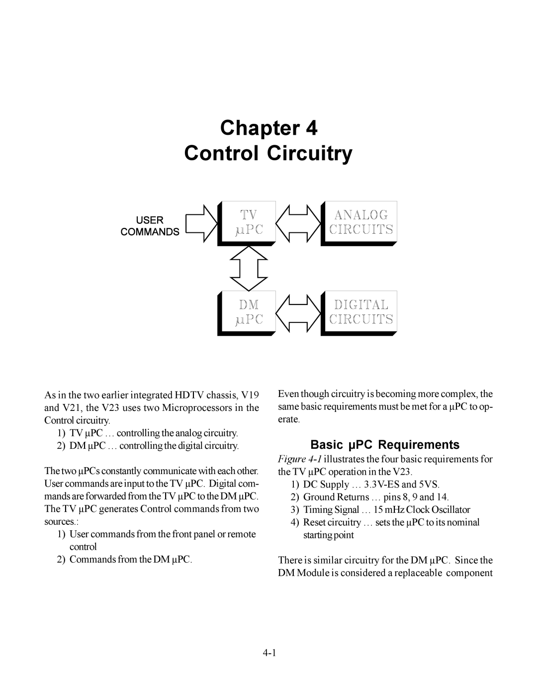 Mitsubishi Electronics WS-48613, WS-65513, WS-48513, WS-55513 manual Chapter Control Circuitry, Basic µPC Requirements 