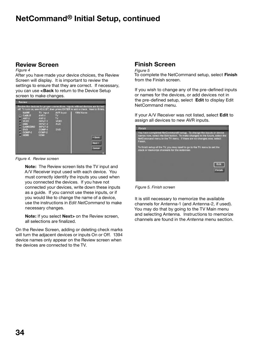 Mitsubishi Electronics WS-48515, WS-65515A, WS-65615A, WS-73615, WS-55515, WS-55615A manual Review Screen, Finish Screen 