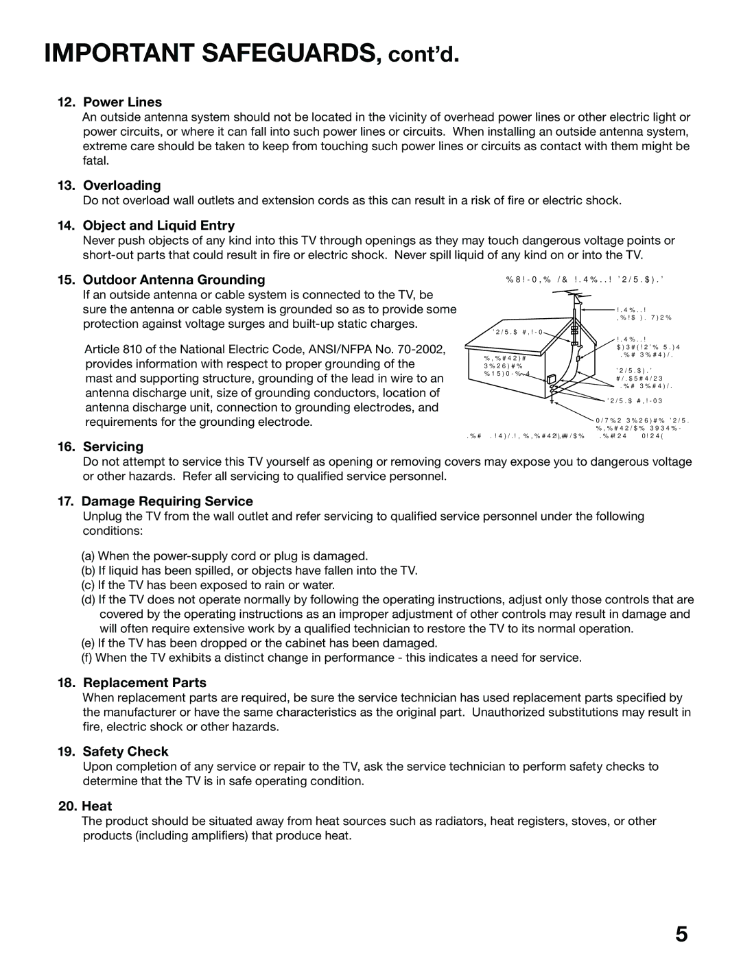 Mitsubishi Electronics WS-65515A, WS-65615A, WS-73615, WS-55515, WS-48515, WS-55615A manual Important SAFEGUARDS, cont’d 