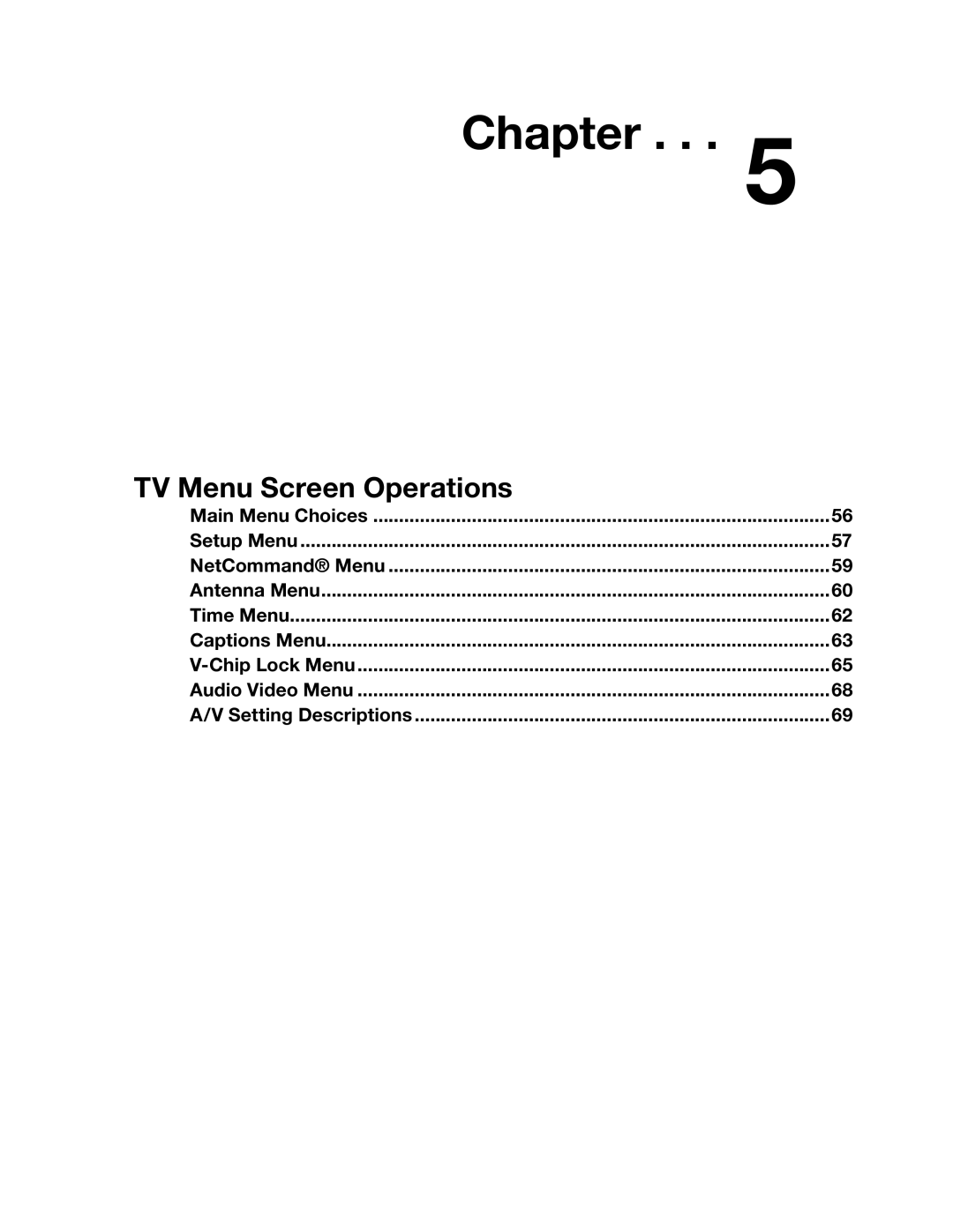 Mitsubishi Electronics WS-65615A, WS-65515A, WS-73615, WS-55515, WS-48515, WS-55615A manual TV Menu Screen Operations 