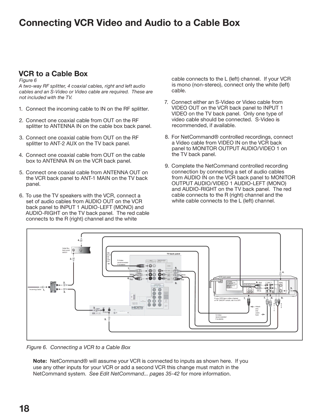 Mitsubishi Electronics WS-65517, WS-73517, WS-55517 manual Connecting VCR Video and Audio to a Cable Box, VCR to a Cable Box 