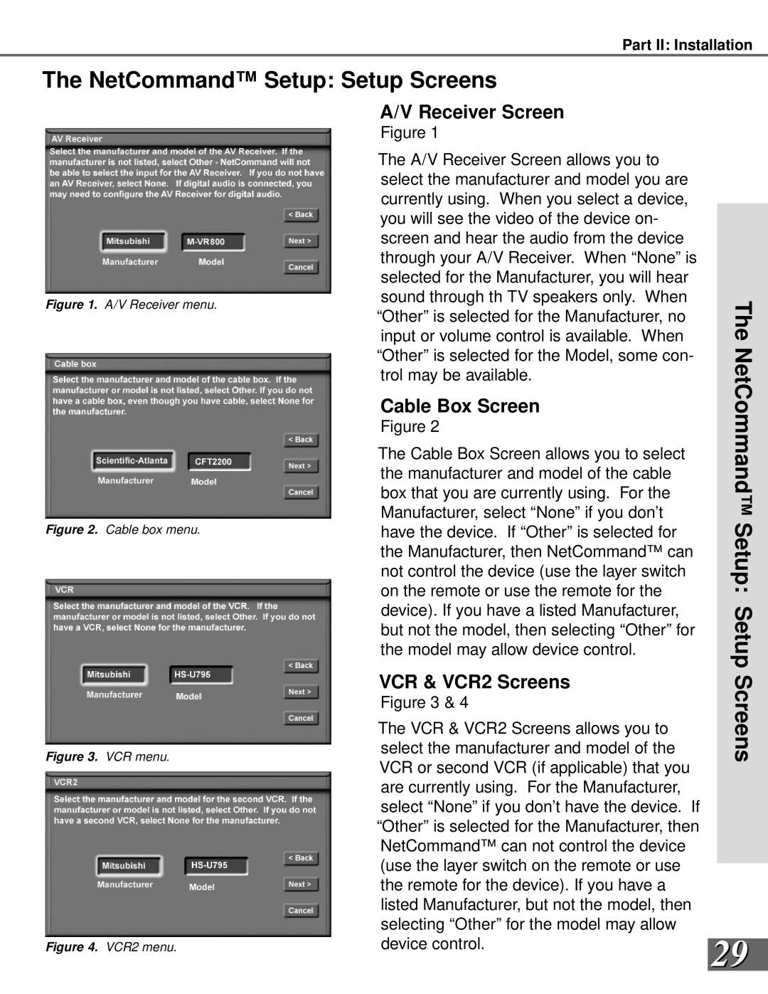 Mitsubishi Electronics WS-55909, WS-73909, WS-65909, WS-65869, WS-55859 Receiver Screen, Cable Box Screen, VCR & VCR2 Screens 