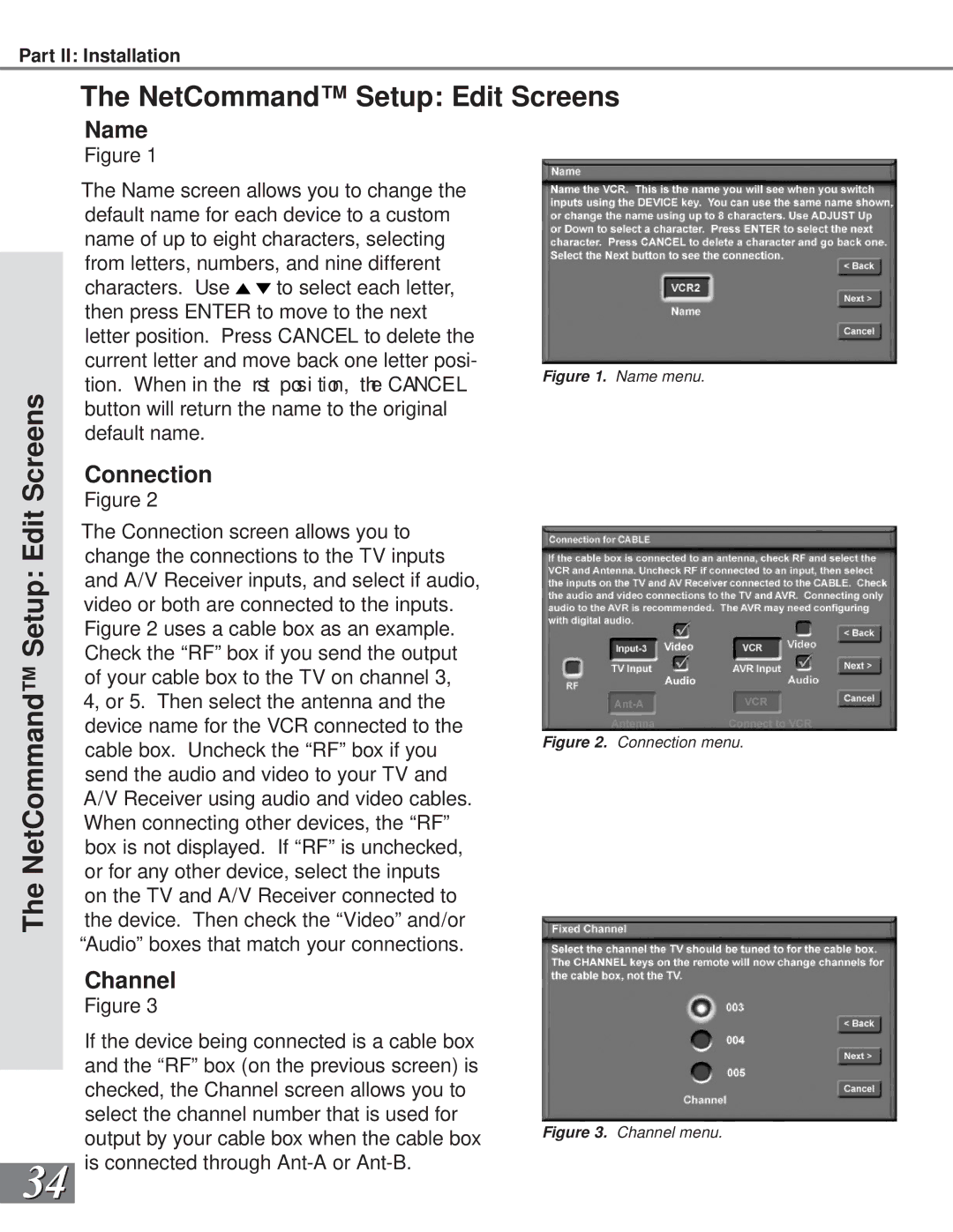 Mitsubishi Electronics WS-55909, WS-73909, WS-65909 manual Screens NetCommand Setup Edit Screens, Name, Connection, Channel 