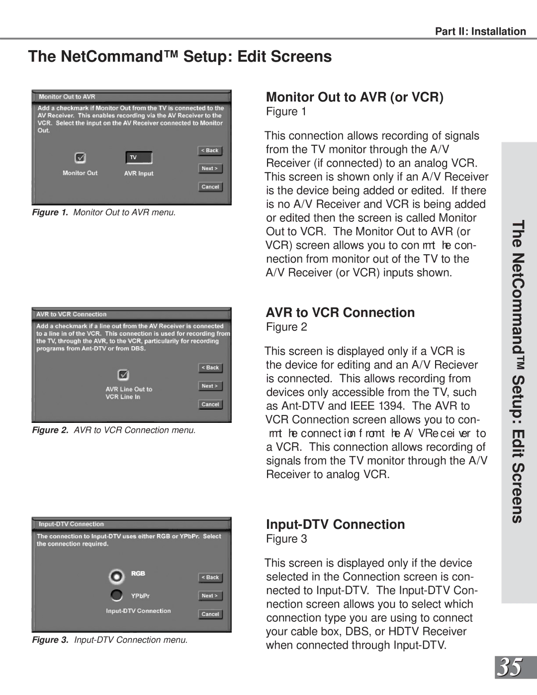 Mitsubishi Electronics WS-73909, WS-65909, WS-65869 Monitor Out to AVR or VCR, AVR to VCR Connection, Input-DTV Connection 