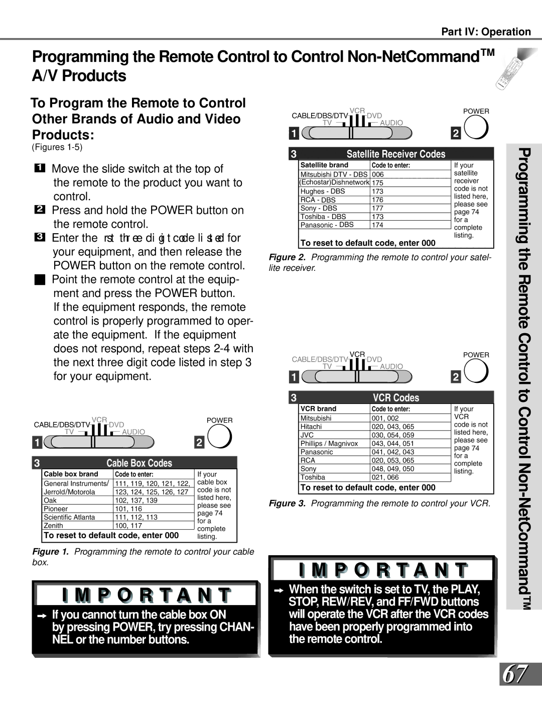 Mitsubishi Electronics WS-65869, WS-73909, WS-65909, WS-55859 manual Programming the Remote Control to Control Non-NetCommand 