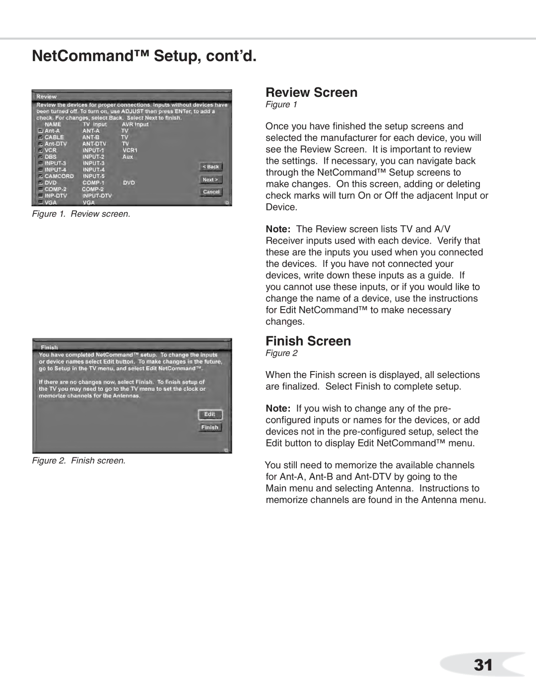 Mitsubishi Electronics WS-65711, WS-B55, ws-65712, WS-65511, WS-65611, WS-73711, WS-48511, WS-55511 Review Screen, Finish Screen 