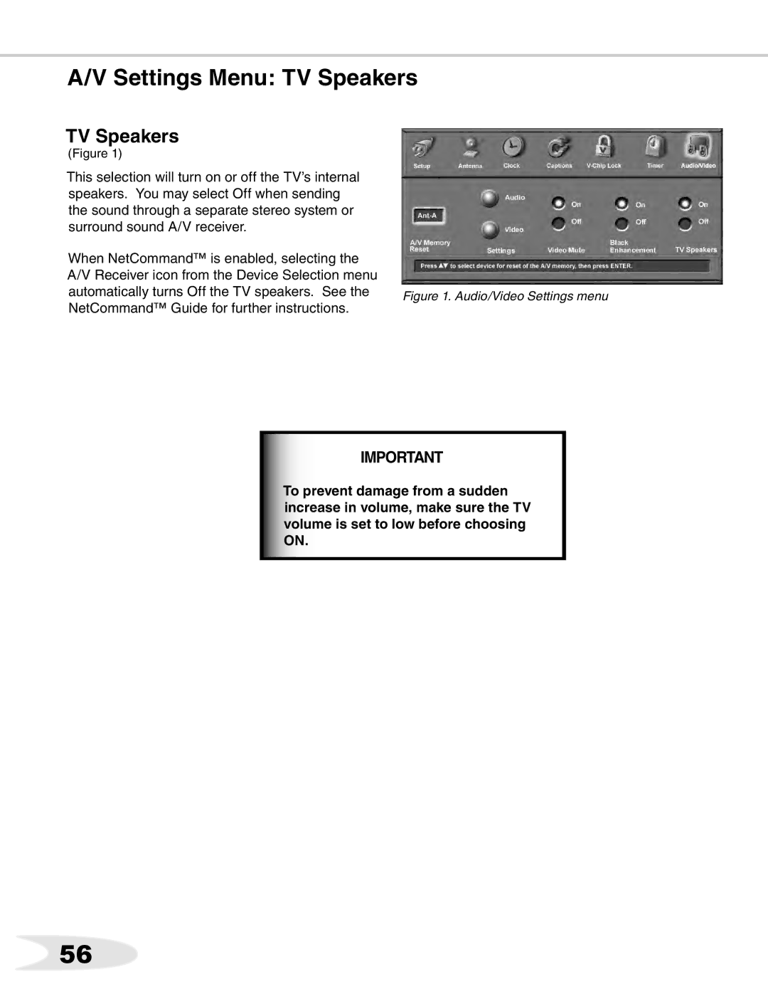 Mitsubishi Electronics WS-65511, WS-B55, ws-65712, WS-65611, WS-65711, WS-73711, WS-48511, WS-55511 Settings Menu TV Speakers 