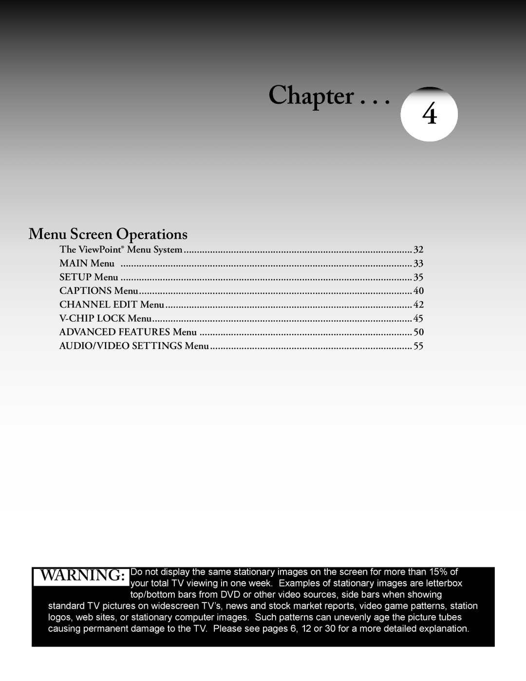 Mitsubishi Electronics WS - 55313, WT - 42313, WS - 65313, WS - 48313 manual Menu Screen Operations, AUDIO/VIDEO Settings Menu 