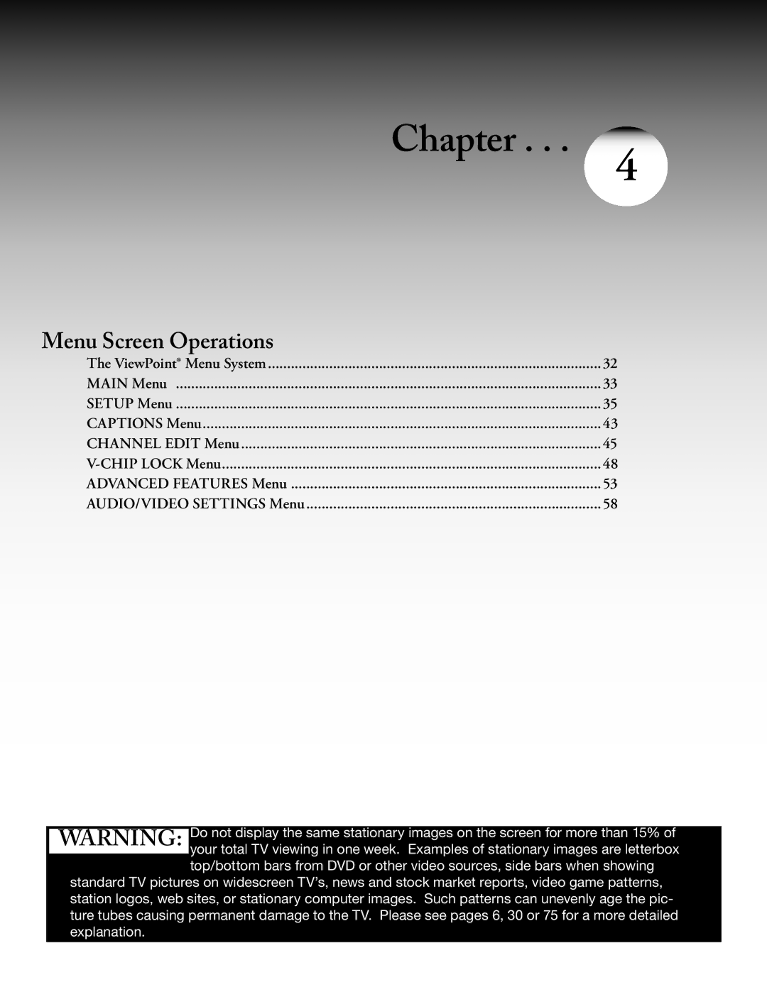 Mitsubishi Electronics ws-48413, WT-42413, ws-65413, ws-55413 manual Menu Screen Operations, AUDIO/VIDEO Settings Menu 