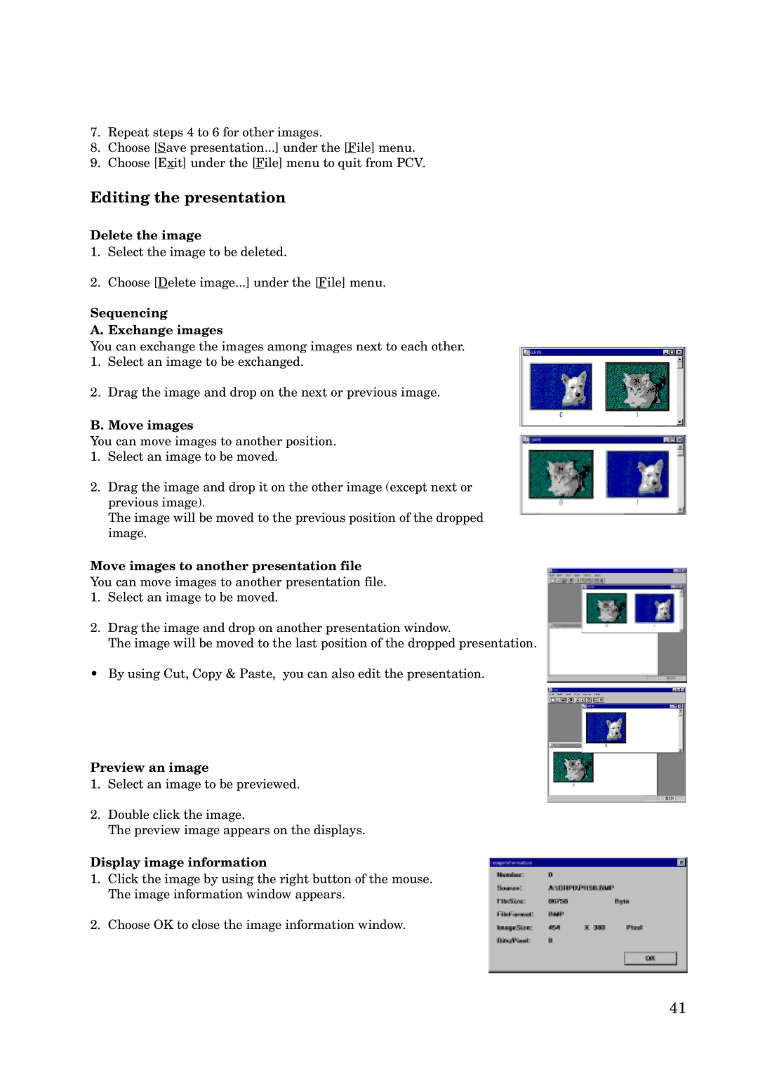 Mitsubishi Electronics X100 manual Editing the presentation 