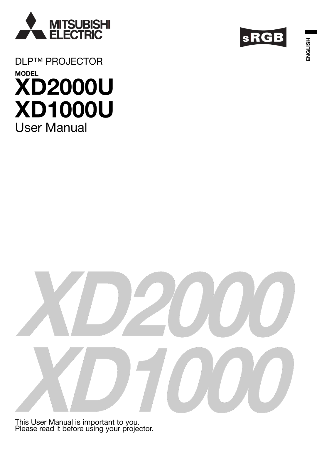 Mitsubishi Electronics XD2000U user manual XD1000 