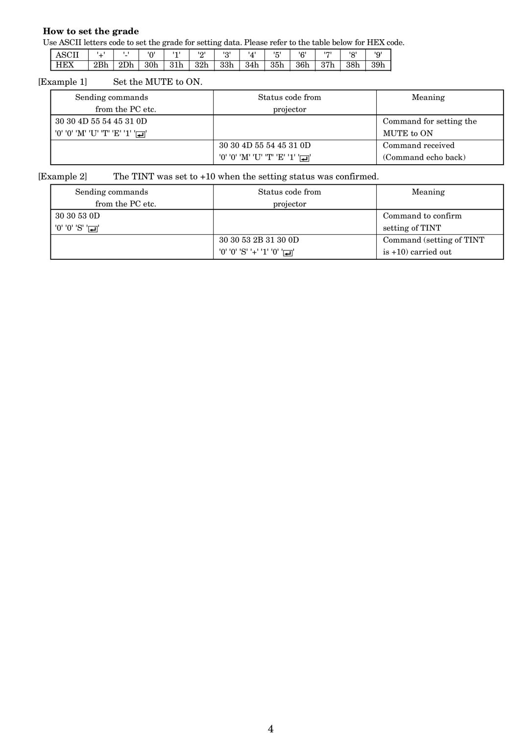 Mitsubishi Electronics XD200U, SD200U user manual Example Set the Mute to on 