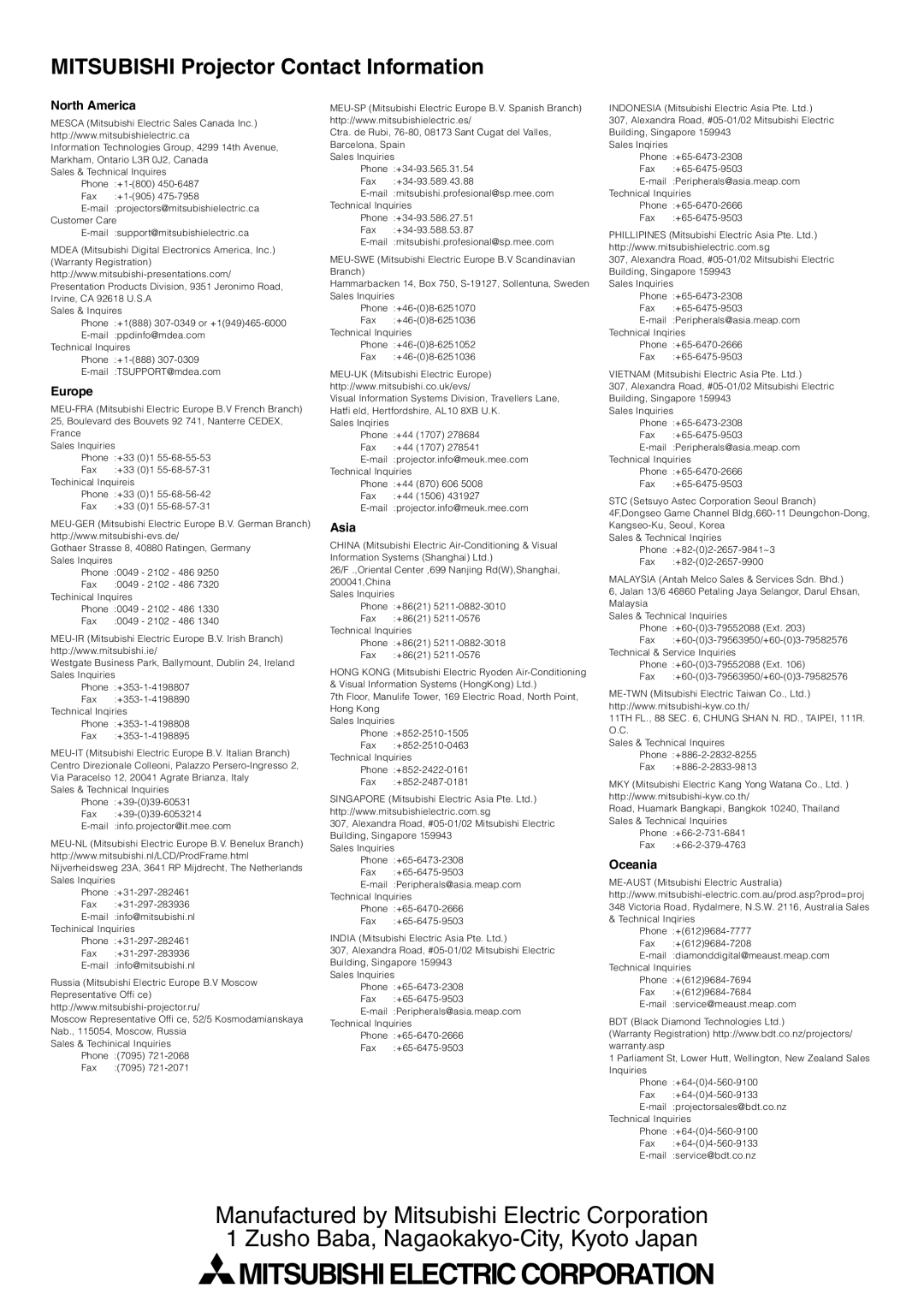 Mitsubishi Electronics XD205 user manual Mitsubishi Electric Corporation 