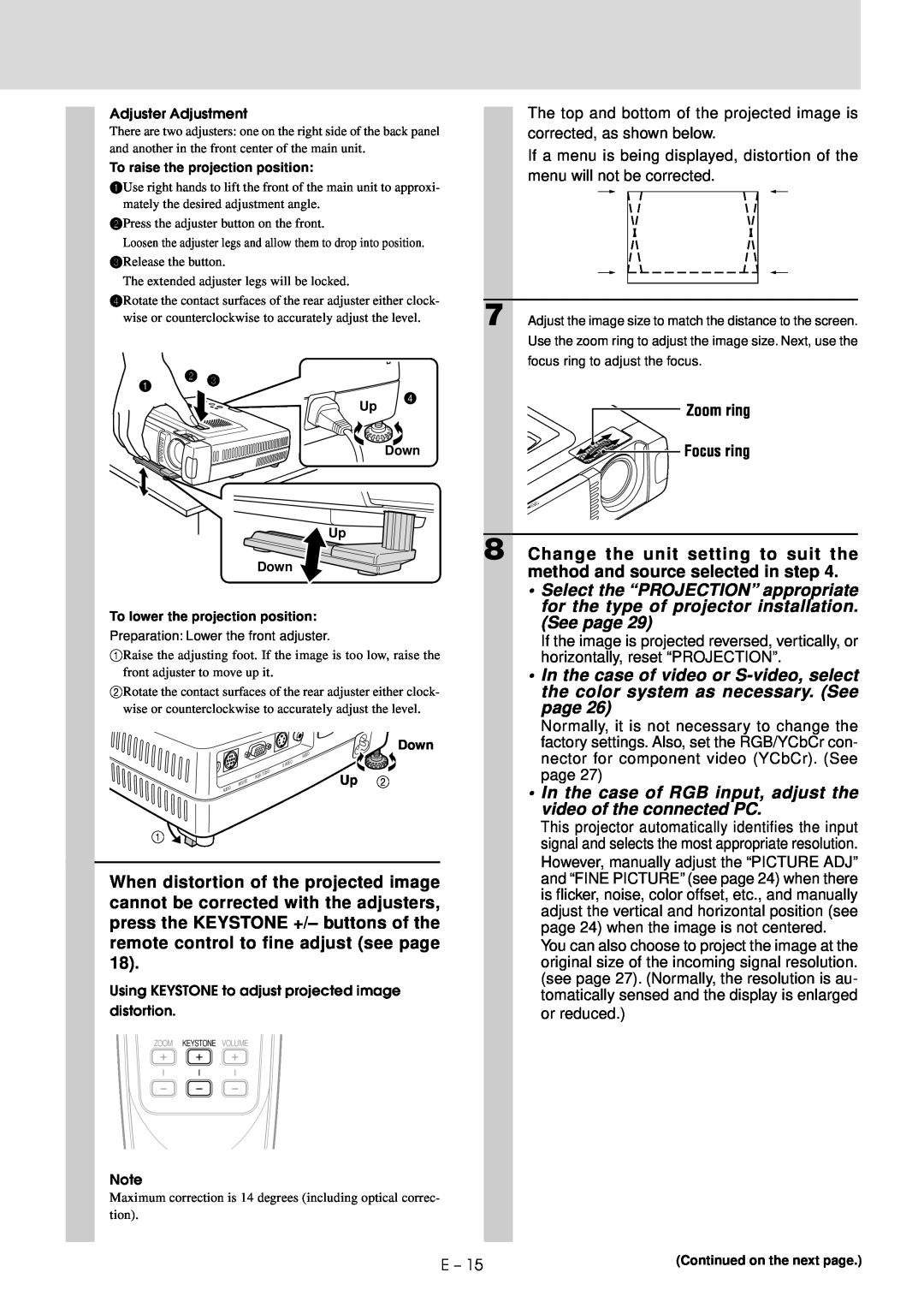 Mitsubishi Electronics XD20A user manual In the case of RGB input, adjust the video of the connected PC 