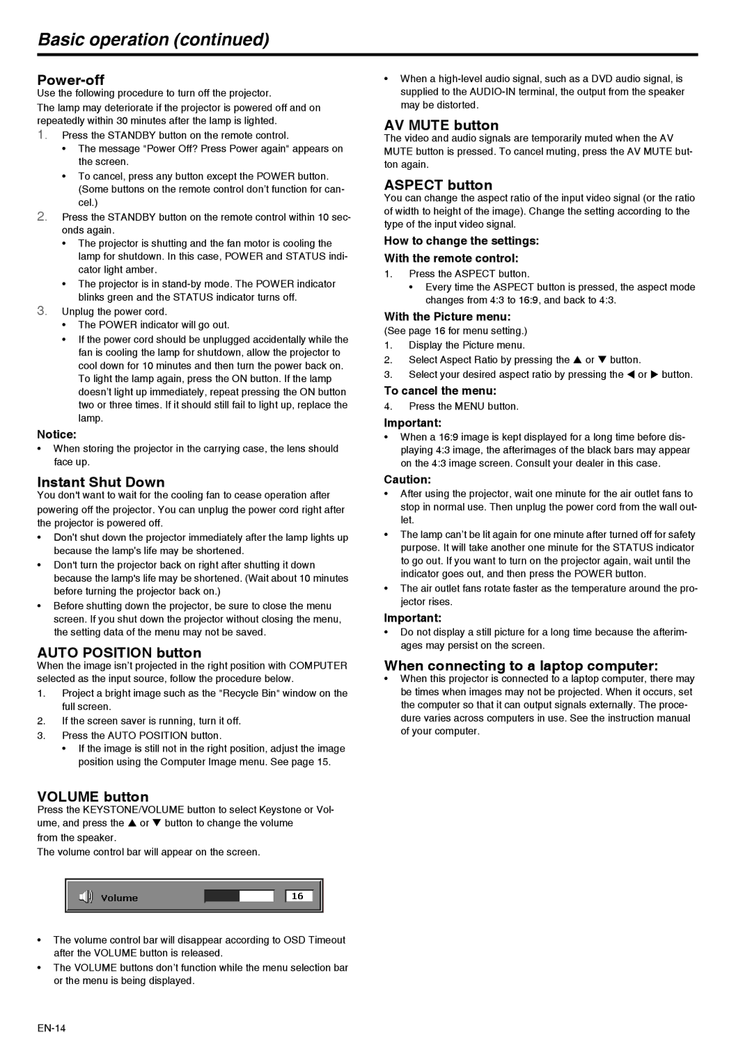 Mitsubishi Electronics XD211U user manual Basic operation 