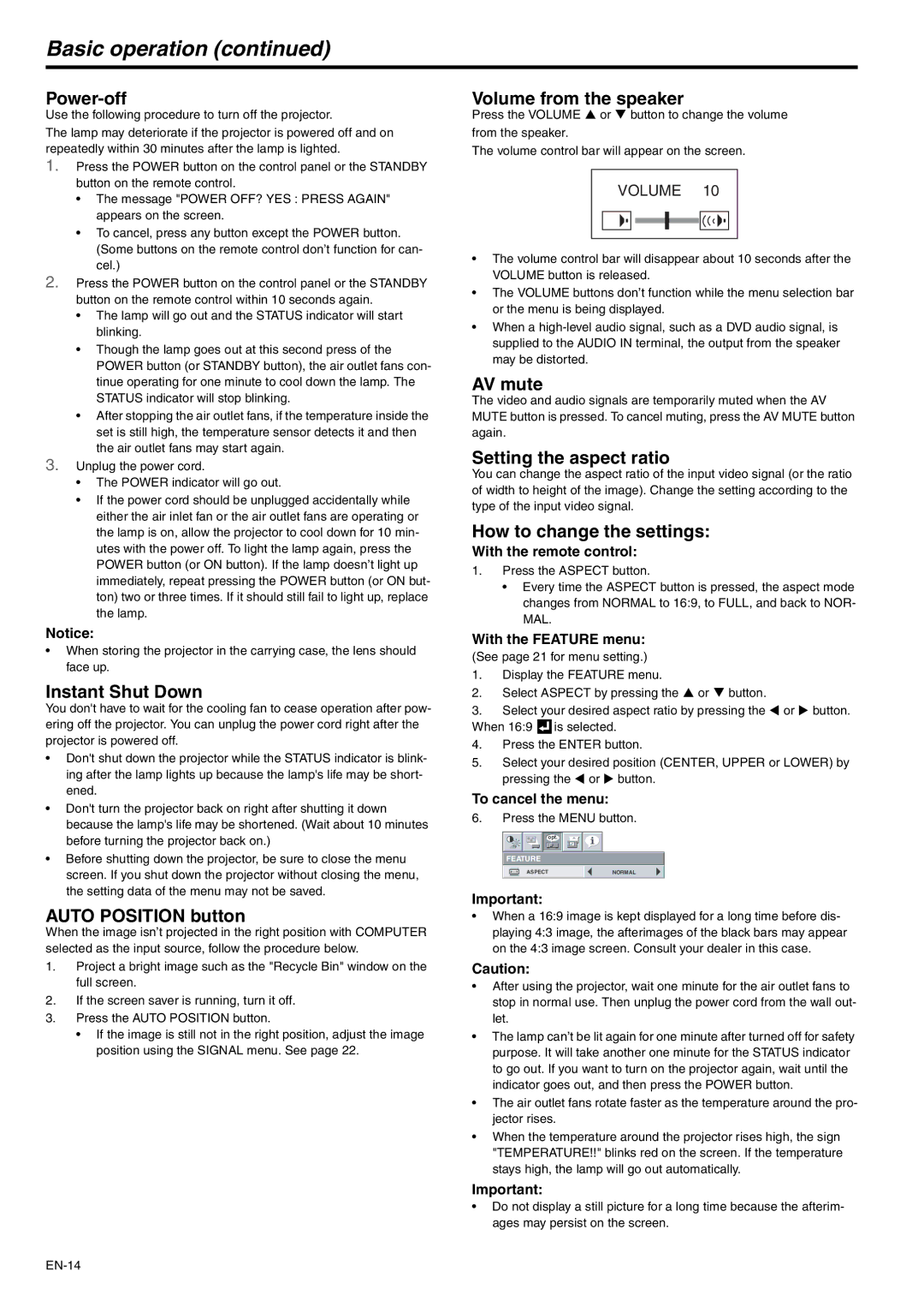 Mitsubishi Electronics XD221U user manual Basic operation 