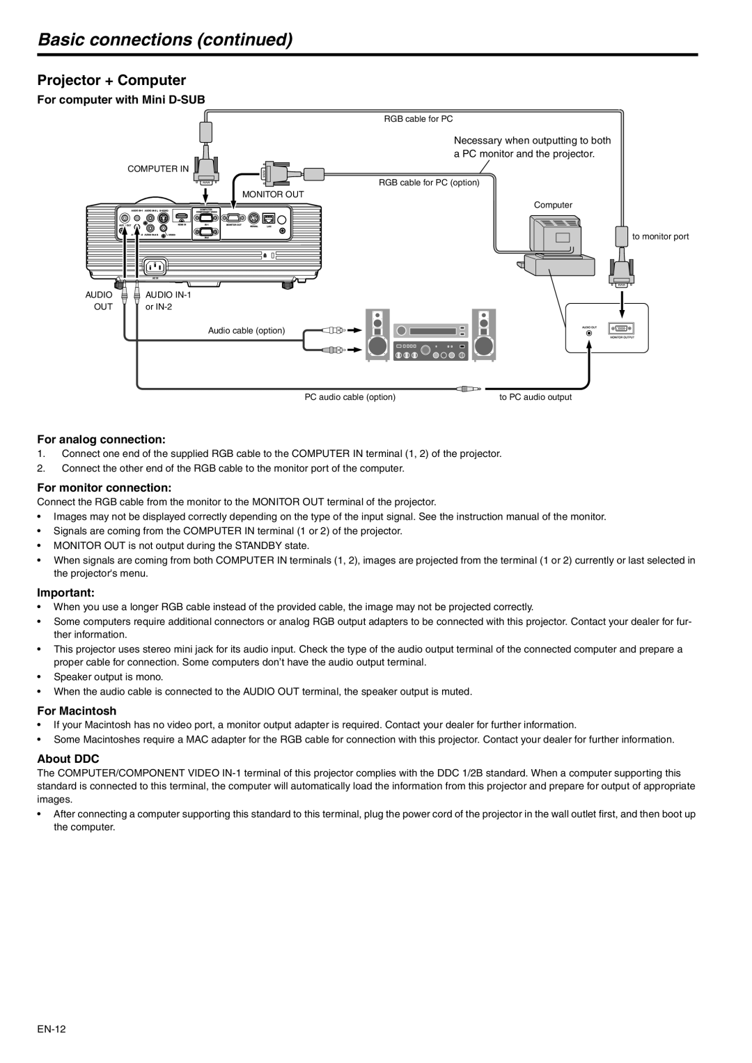 Mitsubishi Electronics XD250U-ST user manual Projector + Computer 