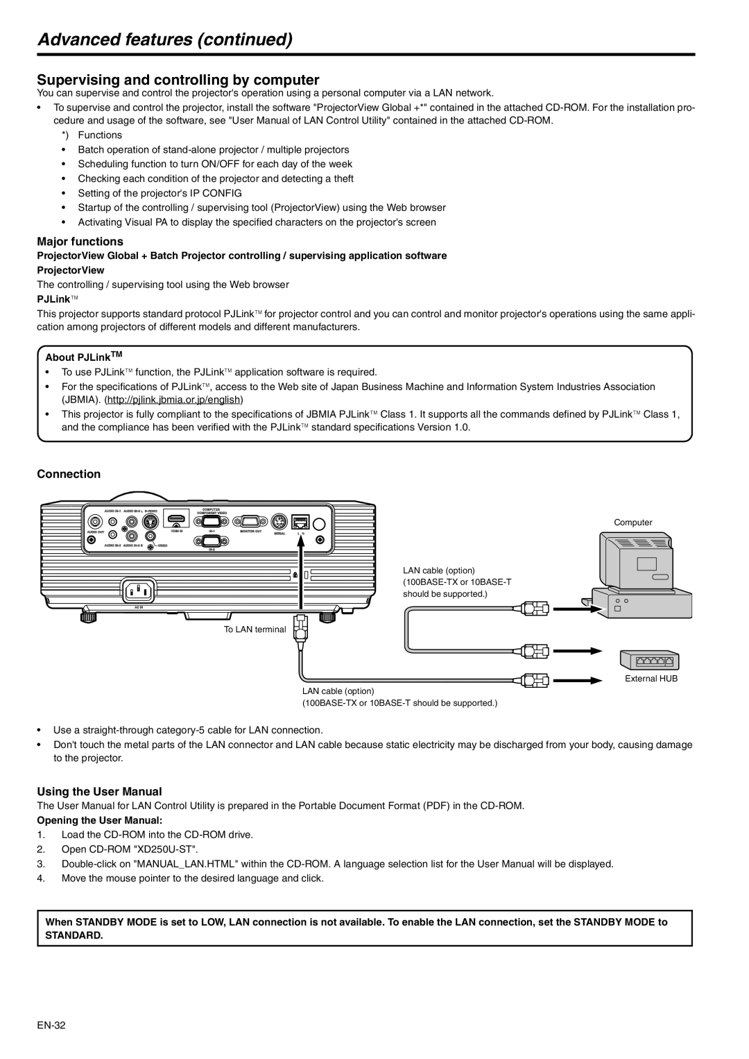 Mitsubishi Electronics XD250U-ST user manual Supervising and controlling by computer, Major functions, Connection 