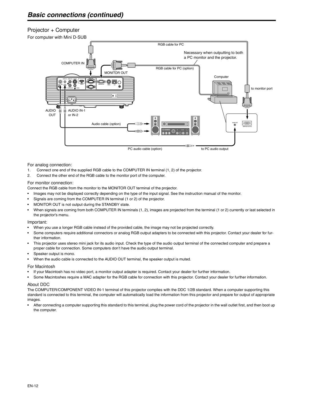 Mitsubishi Electronics XD250U-ST user manual Projector + Computer 