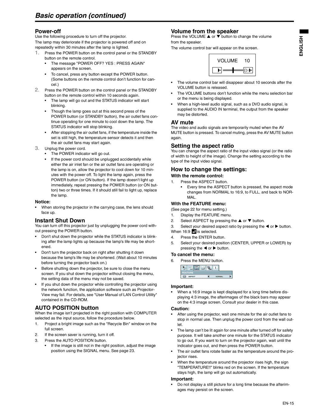 Mitsubishi Electronics XD250U-ST user manual Basic operation 