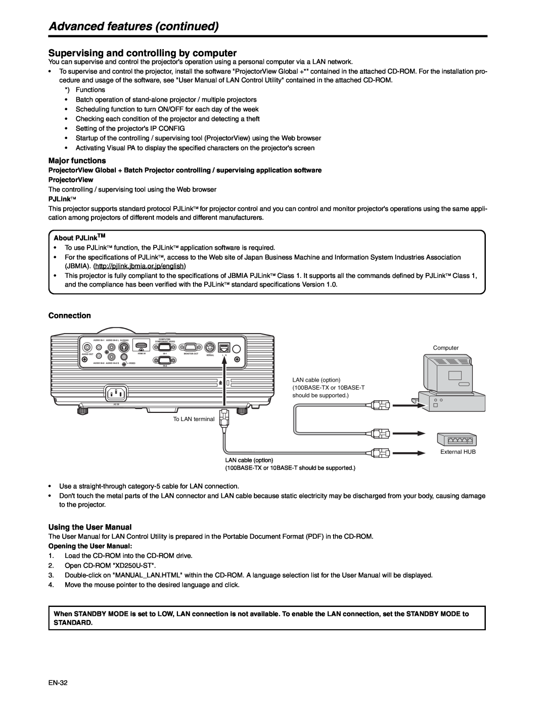 Mitsubishi Electronics XD250U-ST user manual Supervising and controlling by computer, Major functions, Connection 