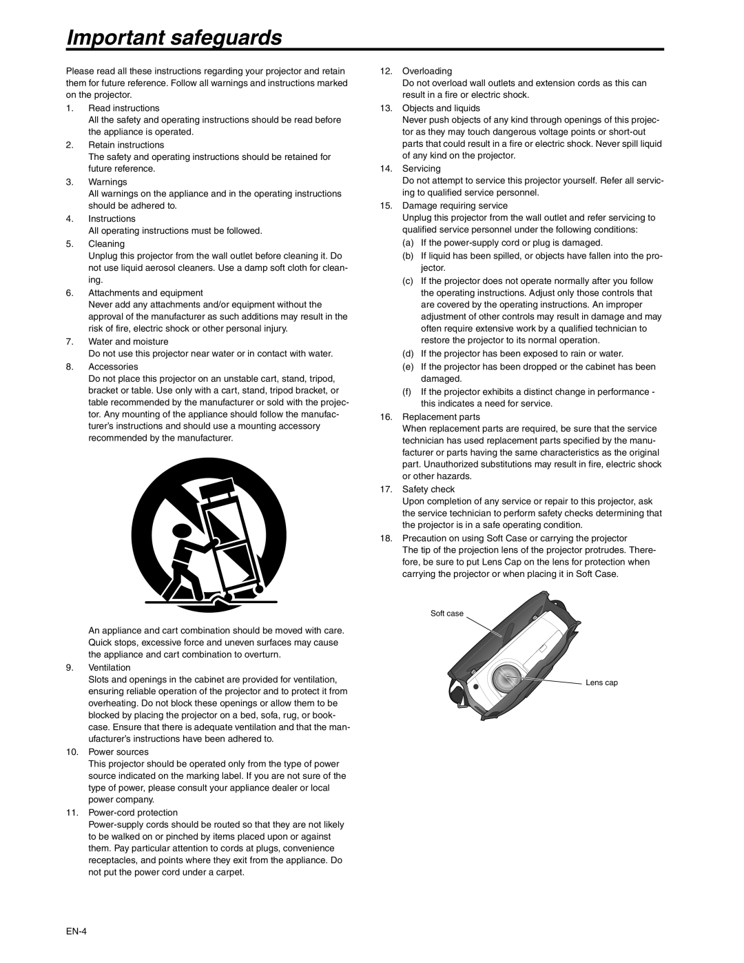 Mitsubishi Electronics XD250U-ST user manual Important safeguards 