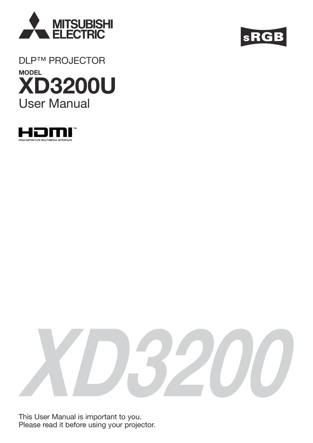 Mitsubishi Electronics XD3200U user manual 