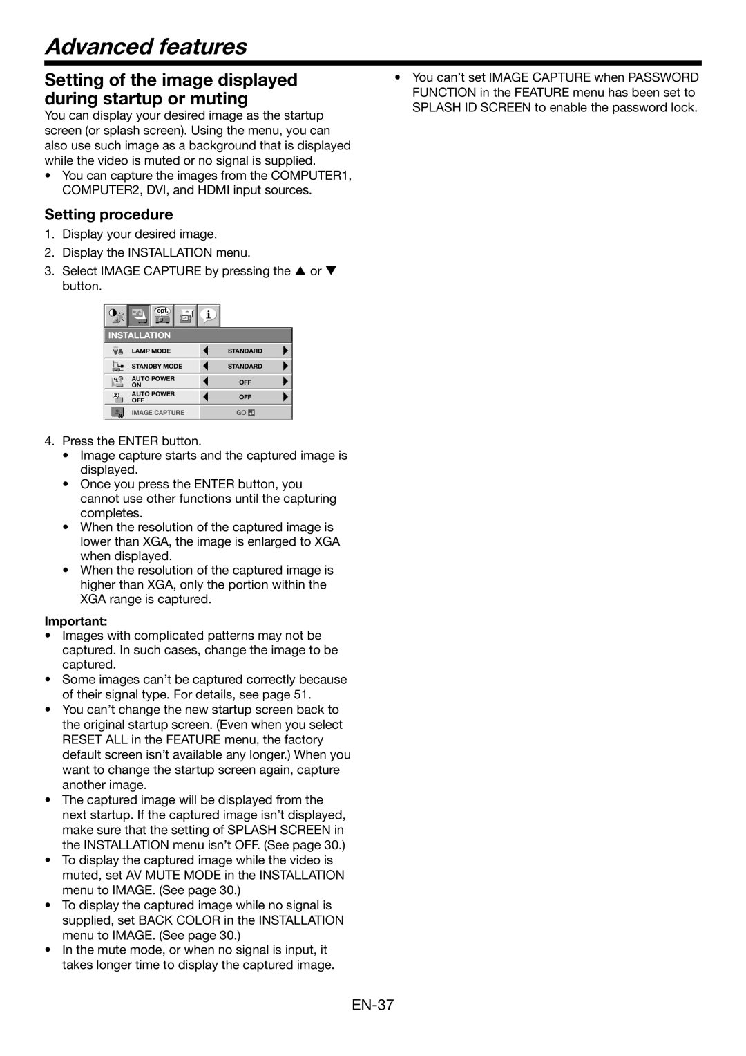 Mitsubishi Electronics XD3200U user manual Advanced features, Setting procedure 