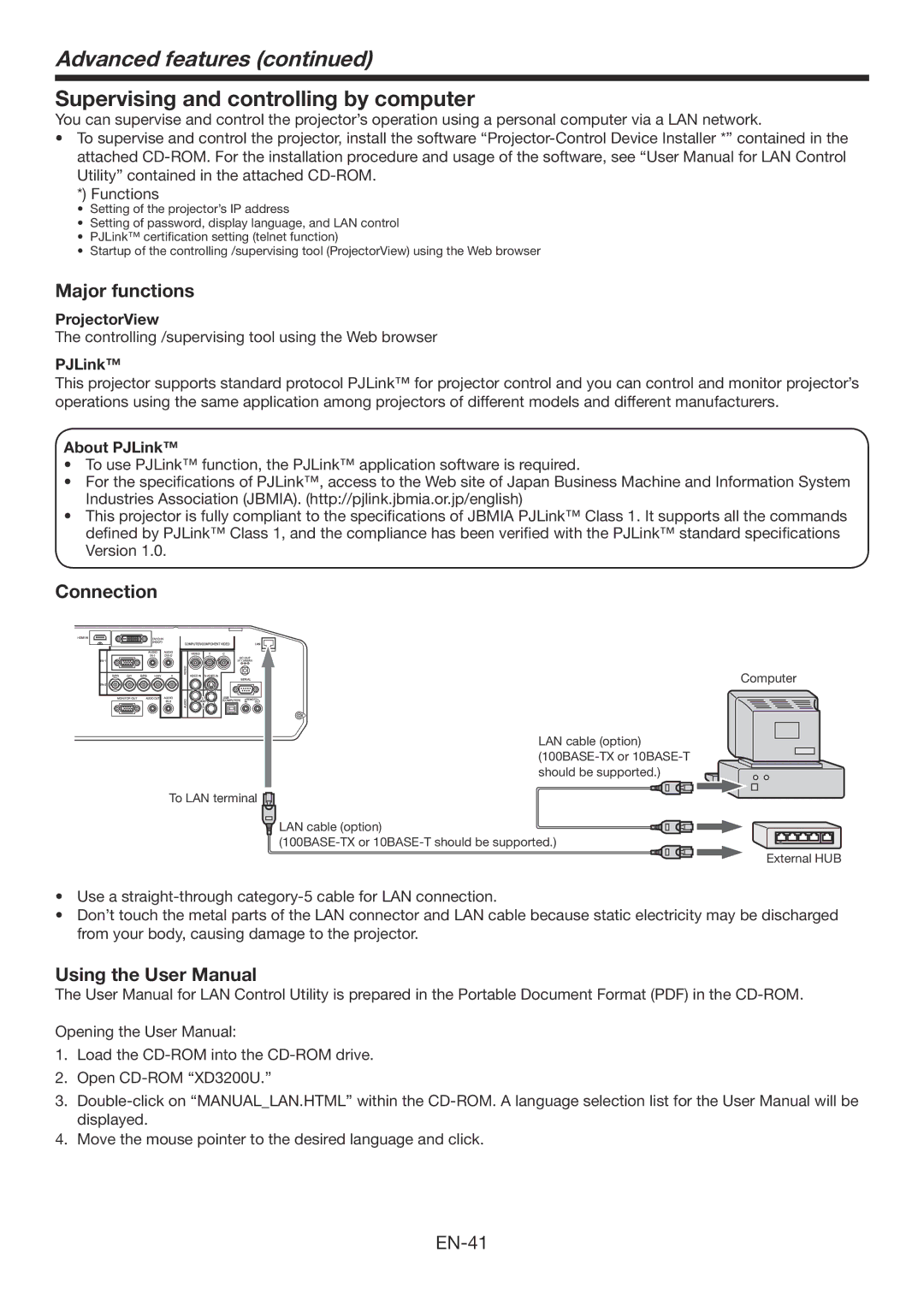 Mitsubishi Electronics XD3200U user manual Supervising and controlling by computer, Major functions, Connection 