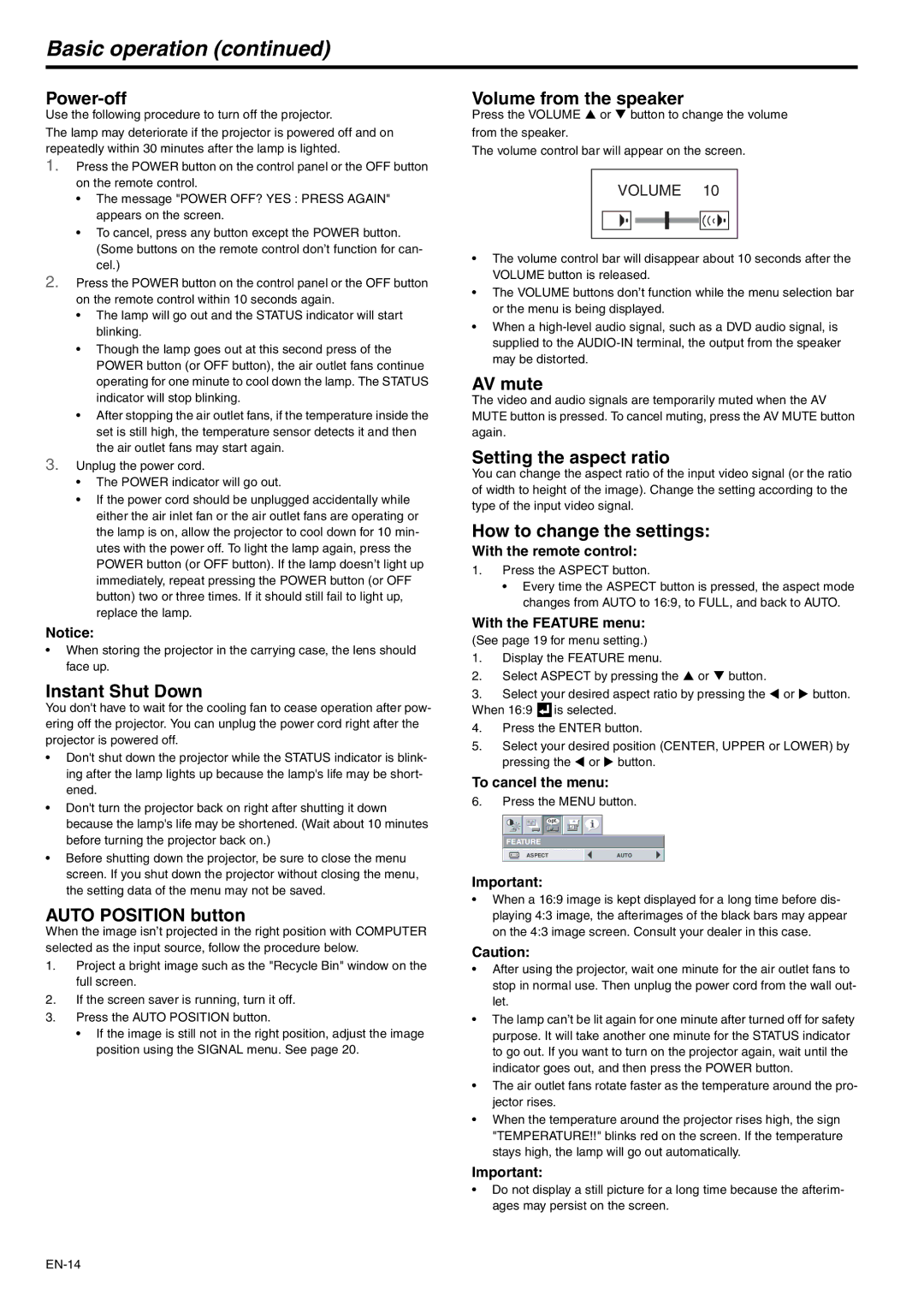 Mitsubishi Electronics XD500U-ST user manual Basic operation 