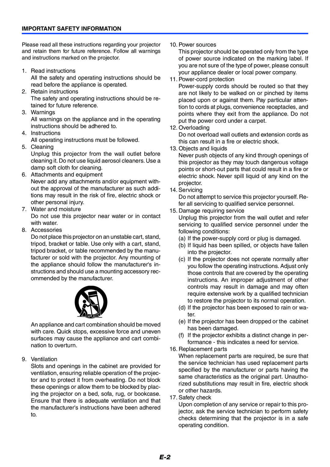 Mitsubishi Electronics XD50U user manual Important Safety Information 