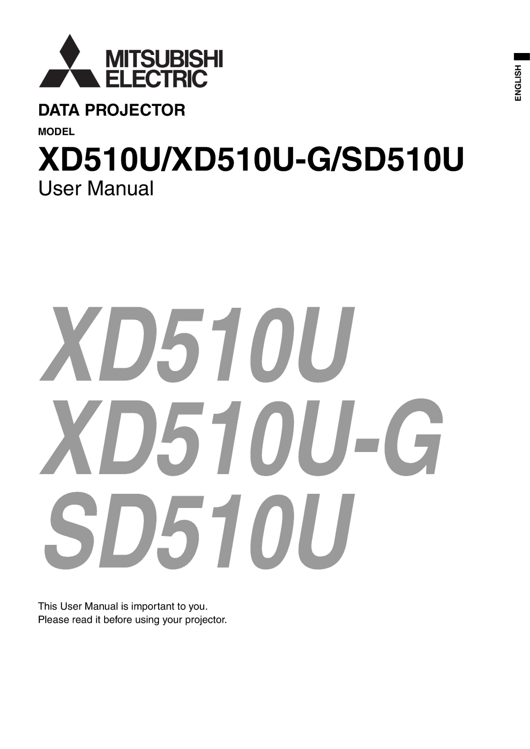 Mitsubishi Electronics user manual XD510U XD510U-G SD510U 