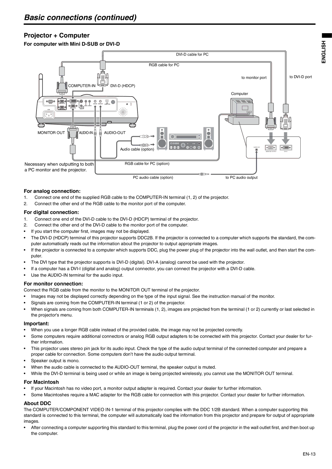 Mitsubishi Electronics XD530E, XD530U user manual Projector + Computer 