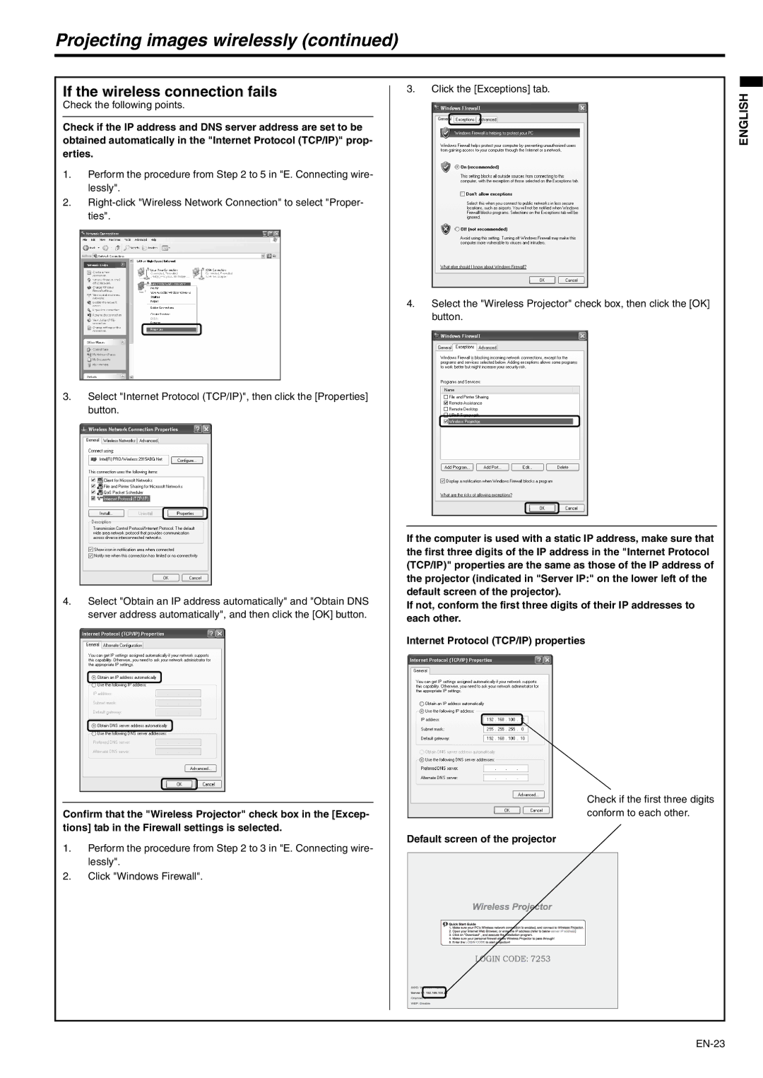 Mitsubishi Electronics XD530E, XD530U user manual If the wireless connection fails 