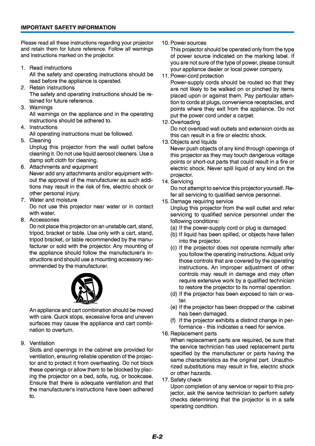 Mitsubishi Electronics XD60U user manual Important Safety Information 