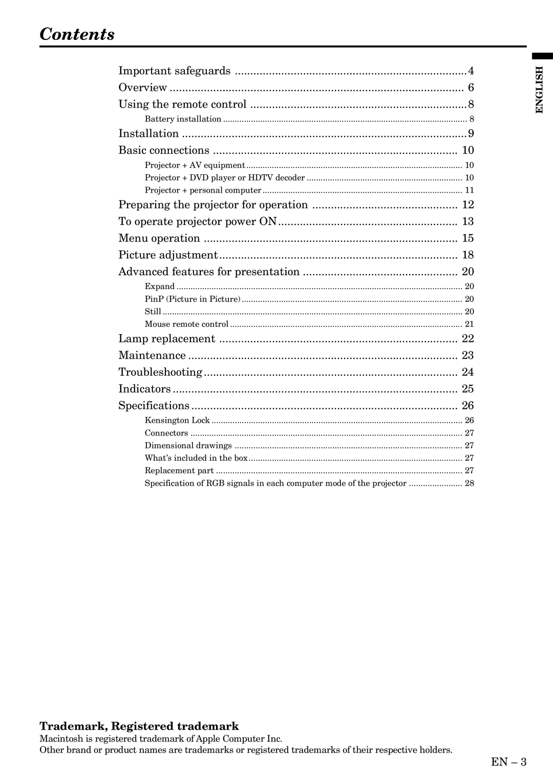 Mitsubishi Electronics XL2U user manual Contents 