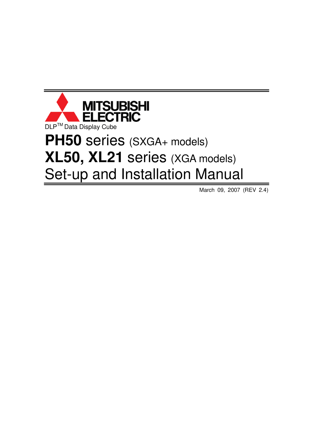 Mitsubishi Electronics XL21, XL50 installation manual Set-up and Installation Manual 