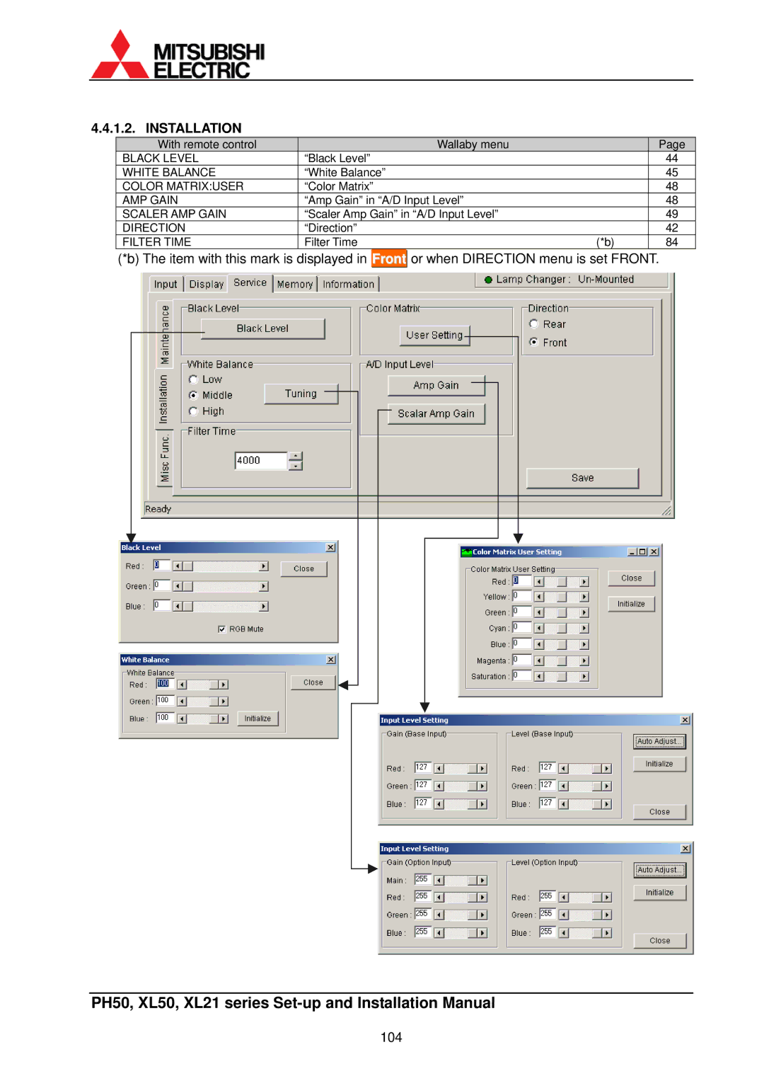 Mitsubishi Electronics XL50, XL21 installation manual Installation 