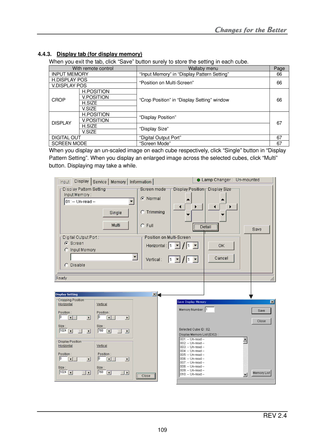 Mitsubishi Electronics XL21, XL50 installation manual Display tab for display memory 