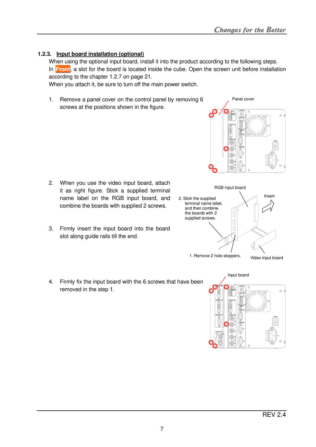 Mitsubishi Electronics XL21, XL50 installation manual Input board installation optional 