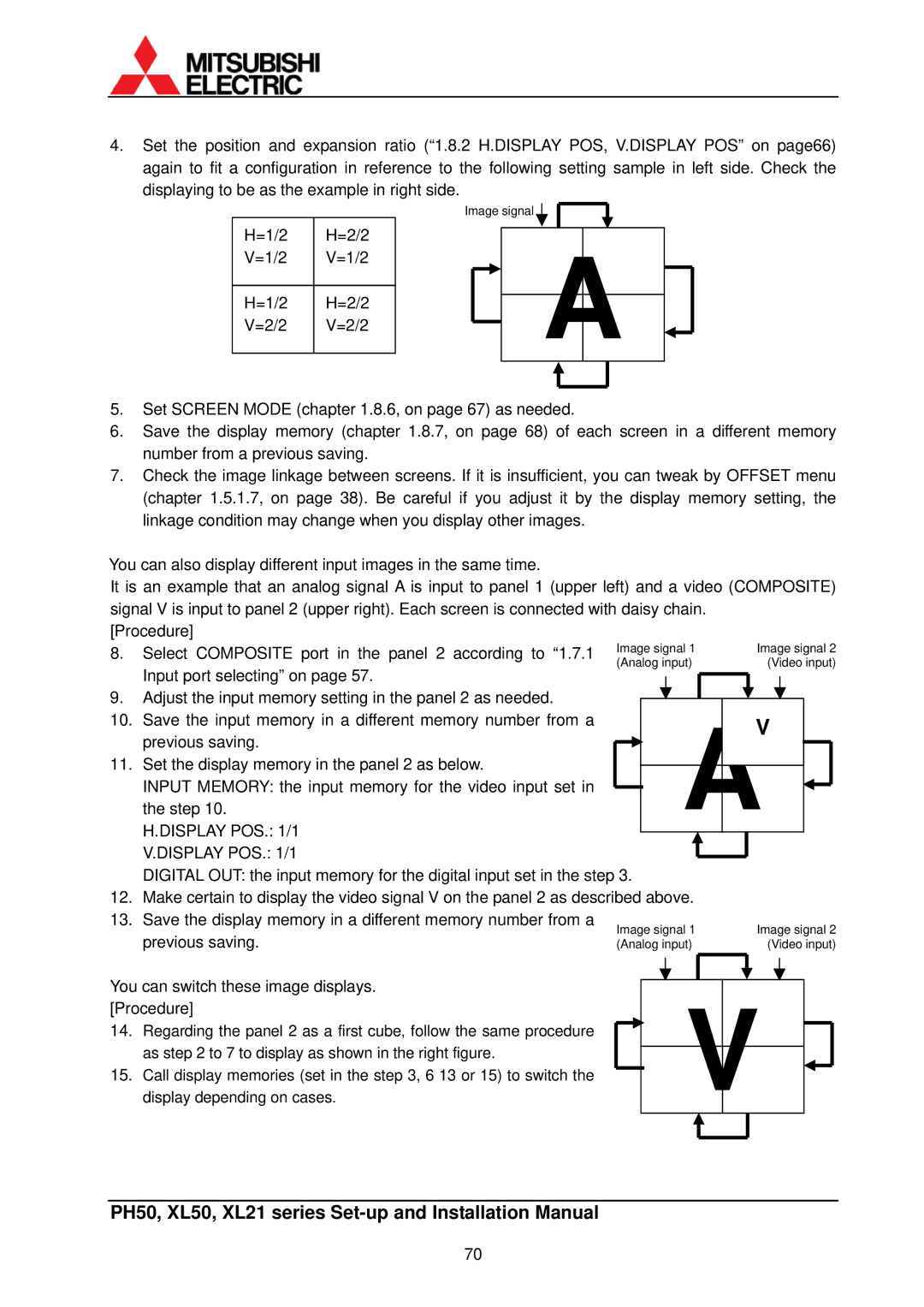 Mitsubishi Electronics XL50, XL21 installation manual Display POS /1 