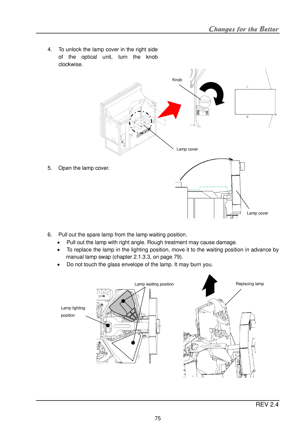 Mitsubishi Electronics XL21, XL50 installation manual Open the lamp cover 