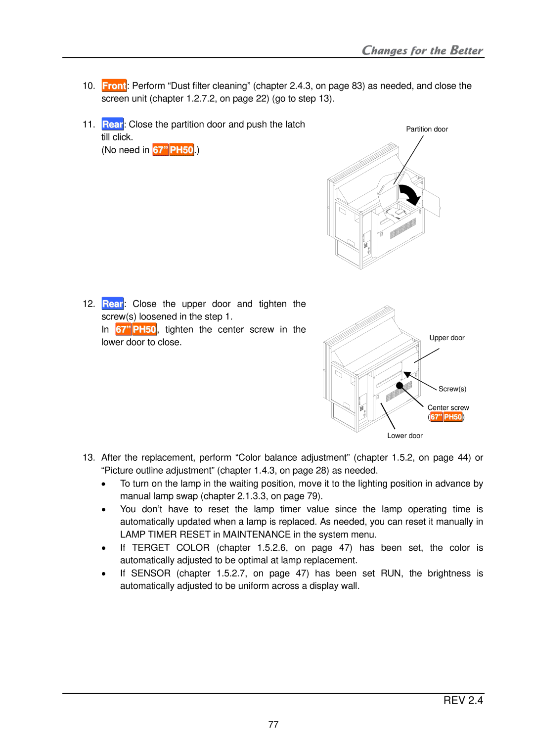 Mitsubishi Electronics XL21, XL50 installation manual Partition door 