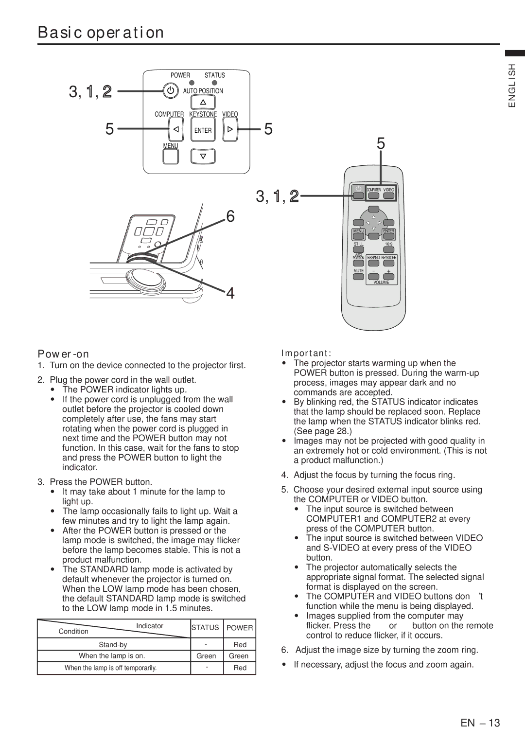 Mitsubishi Electronics XL6U user manual Basic operation, Power-on 