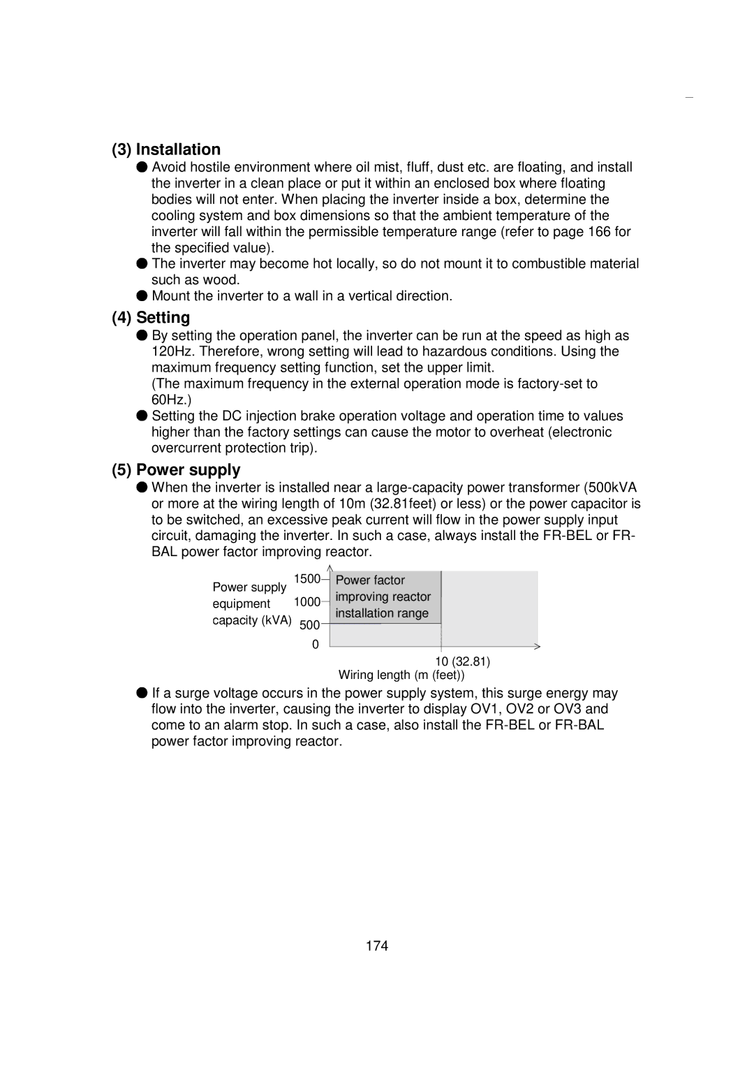 Mitsubishi FR - S500 instruction manual Installation, Power supply 