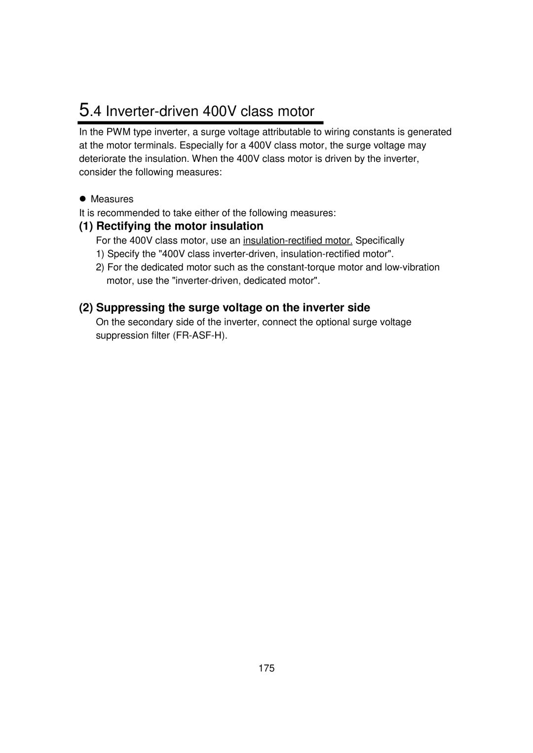 Mitsubishi FR - S500 instruction manual Inverter-driven 400V class motor, Rectifying the motor insulation 