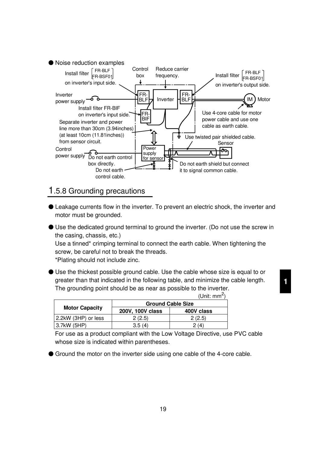 Mitsubishi FR - S500 instruction manual Grounding precautions, Noise reduction examples, Blf, Bif 