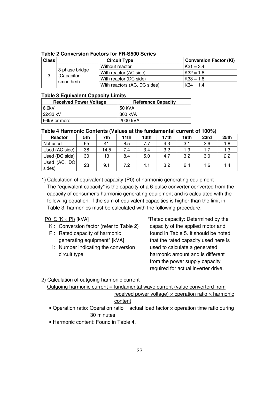 Mitsubishi FR - S500 instruction manual Conversion Factors for FR-S500 Series 