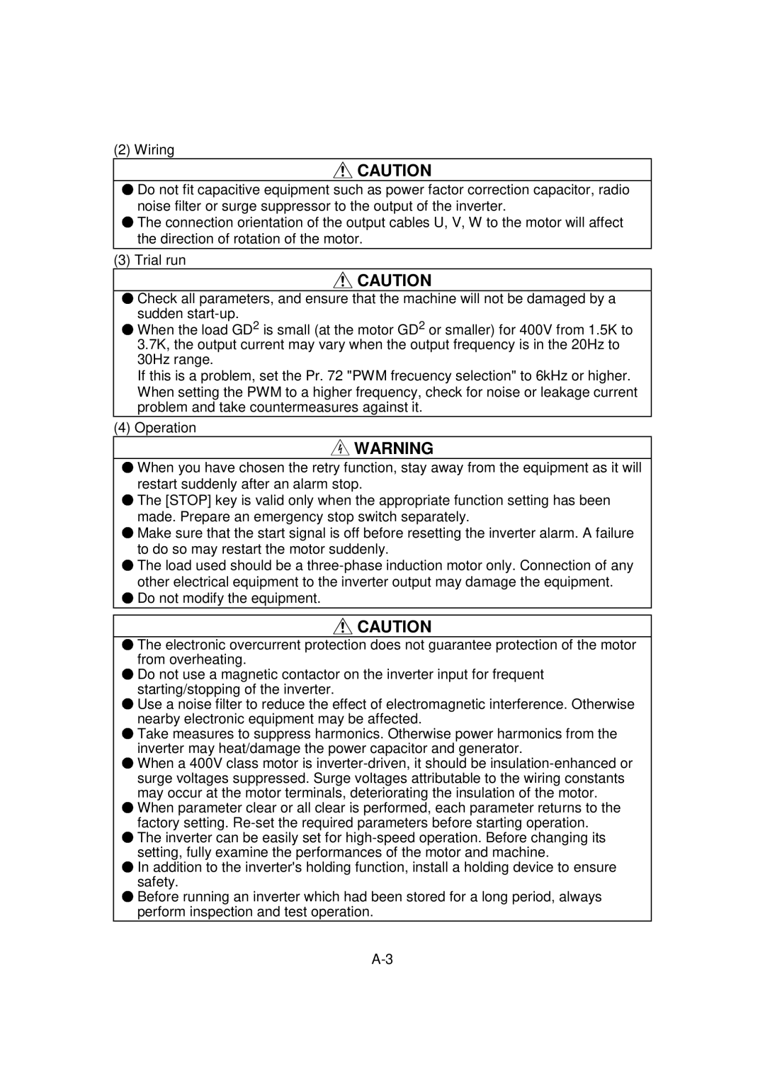 Mitsubishi FR - S500 instruction manual 